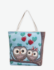 Cartoon Owl Print Shoulder Bag