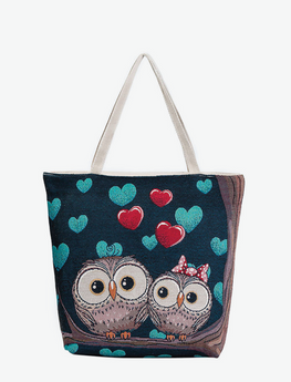 Cartoon Owl Print Shoulder Bag