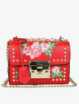 Embroidery Flower Flap Bag